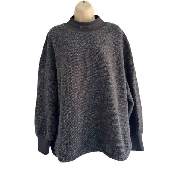Varley Women's Sz L Sullivan Charcoal Gray Marl Knit Pullover Sweatshirt - Picture 2 of 9